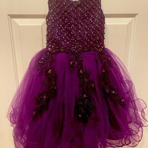 Dark purple pageant dress good size for 4-5 years old one time used .